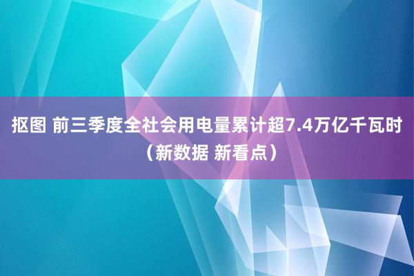 抠图 前三季度全社会用电量累计超7.4万亿千瓦时（新数据 新看点）