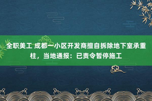 全职美工 成都一小区开发商擅自拆除地下室承重柱，当地通报：已责令暂停施工